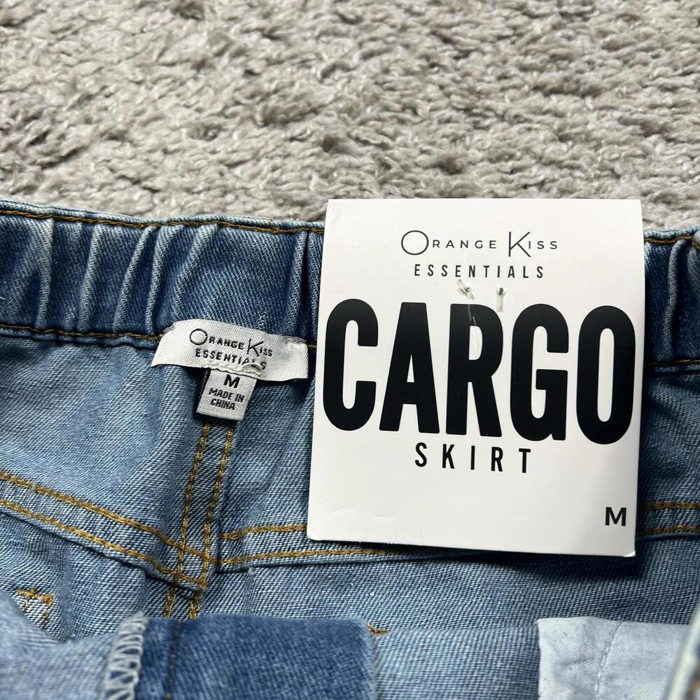 NWT NEW Y2K Orange Kiss Ultra Low Waist Denim Cargo Mini Skirt Sz Medium - Picture 4 of 7